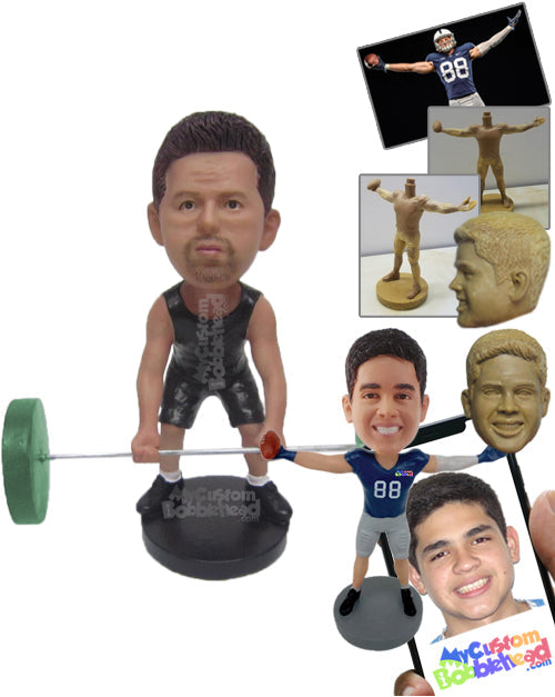 Male Weightlifter Trying to Lift the Heavy One Personalized Bobblehead