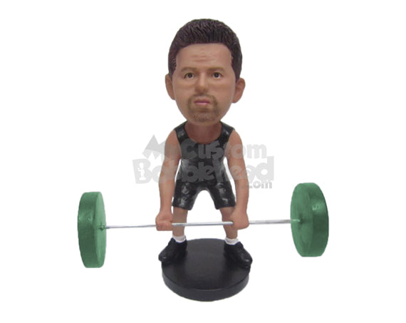 Male Weightlifter Trying to Lift the Heavy One Personalized Bobblehead