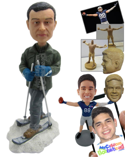 Attractive Dude Skiing in Full Flow Personalized Bobblehead