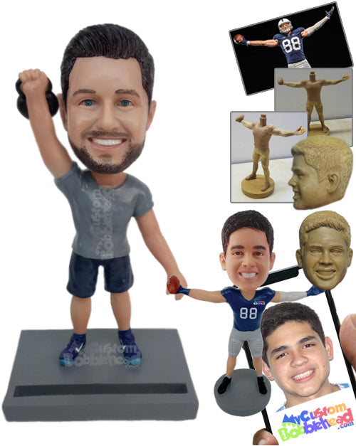 Male Weightlifter Doing His Pre-Game Warmup Routine Personalized Bobblehead