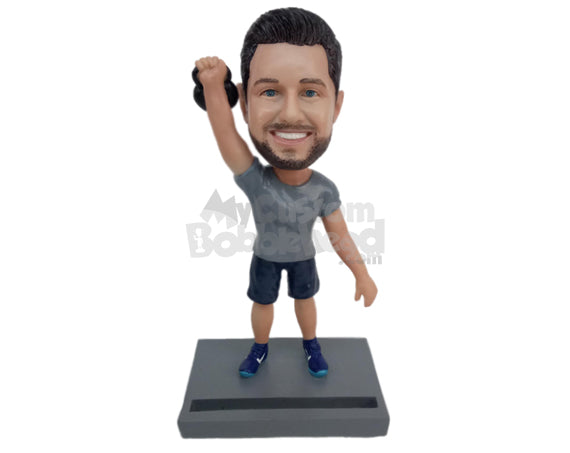 Male Weightlifter Doing His Pre-Game Warmup Routine Personalized Bobblehead