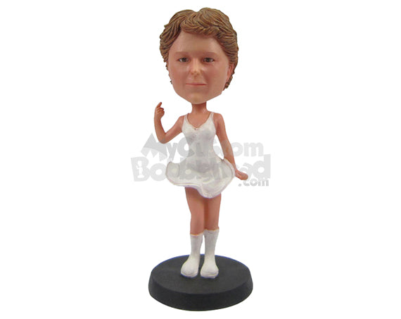 Custom Bobblehead Gorgeous Female Cheerleader Wearing Sexy Dress - Sports & Hobbies Cheerleading Personalized Bobblehead & Cake Topper