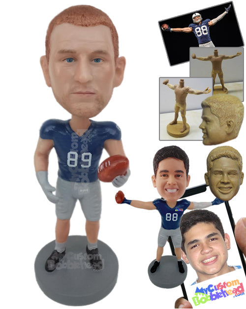 Strong Football Player Will Not Let the Ball Go Personalized Bobblehead