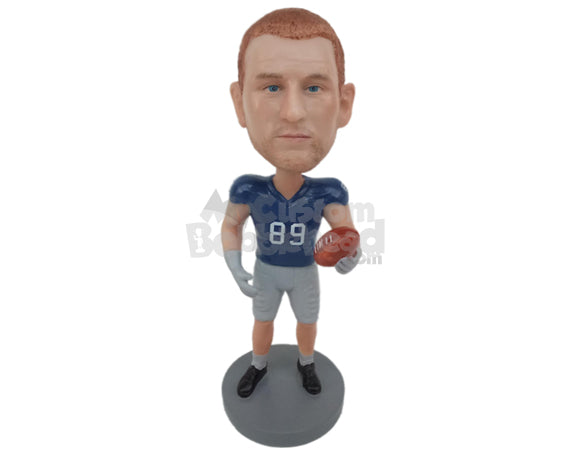 Strong Football Player Will Not Let the Ball Go Personalized Bobblehead