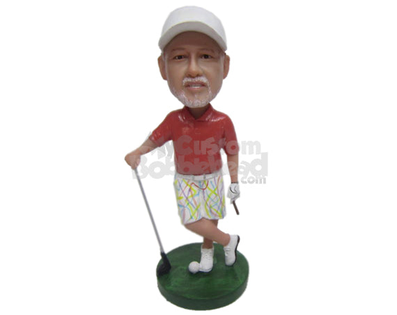 Golfer with Cigar in Hand Posing for a Picture Personalized Bobblehead