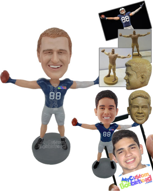 Charming Football Player Embracing the Championship Title Personalized Bobblehead