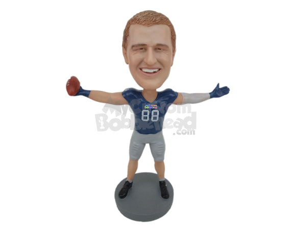 Charming Football Player Embracing the Championship Title Personalized Bobblehead