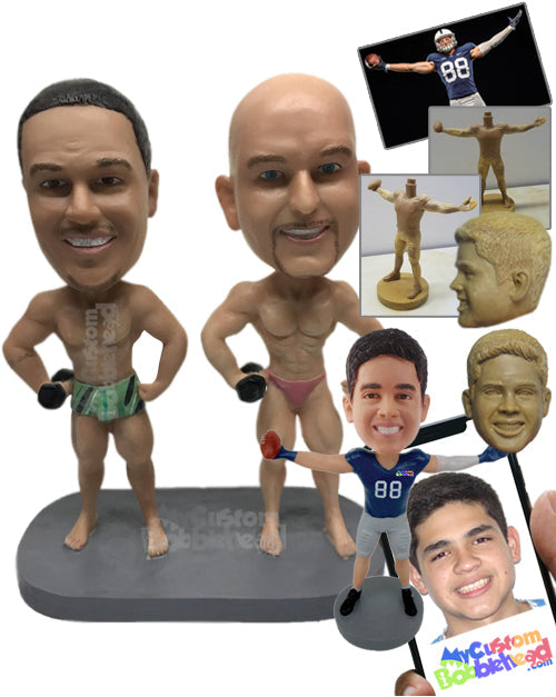 Bodybuilding Buddies Sculpting for Attention Personalized Bobblehead