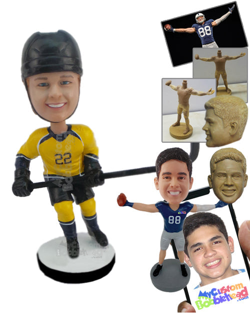 Ice Hockey Player Skating Towards the Other Goal Personalized Bobblehead