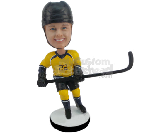 Ice Hockey Player Skating Towards the Other Goal Personalized Bobblehead