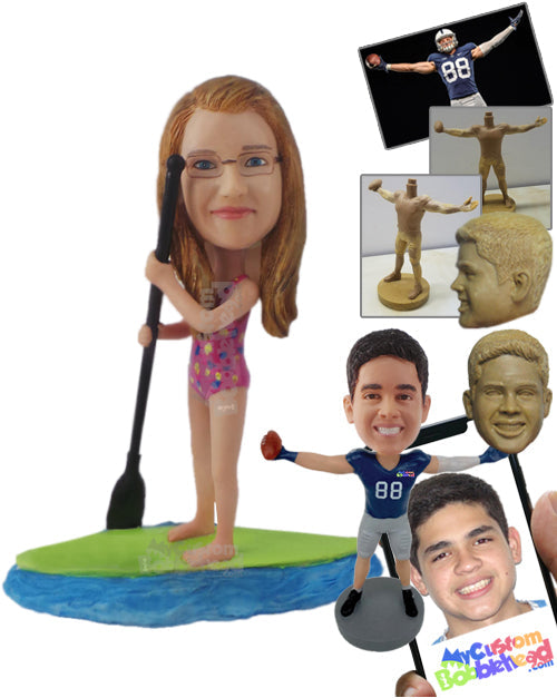 Sexy Girl Paddle Boarding on the Lake Personalized Bobblehead