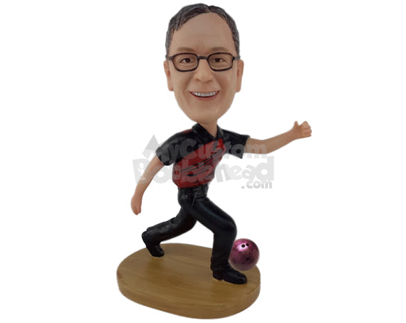 Custom Bobblehead Bowling Professional Player Throwing The Ball For A Perfect Game - Sports & Hobbies Bowling Personalized Bobblehead & Cake Topper