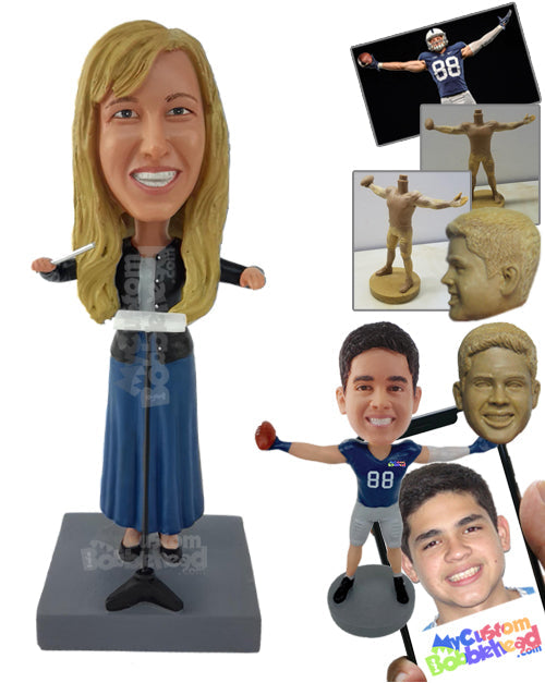 Woman Leading Orchestra with One Hand Personalized Bobblehead