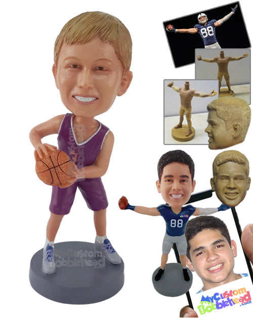 Basketball Player Holding Ball Personalized Bobblehead