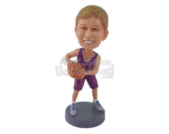 Basketball Player Holding Ball Personalized Bobblehead