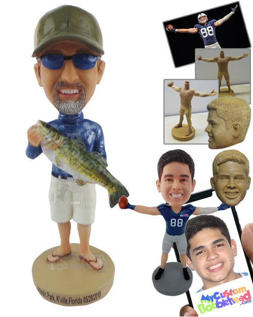 Fisherman Holding a Big Fish Personalized Bobblehead