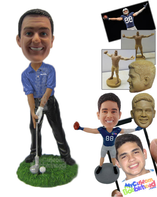 Classic Golfer Ready to Hit the Golf Ball Personalized Bobblehead