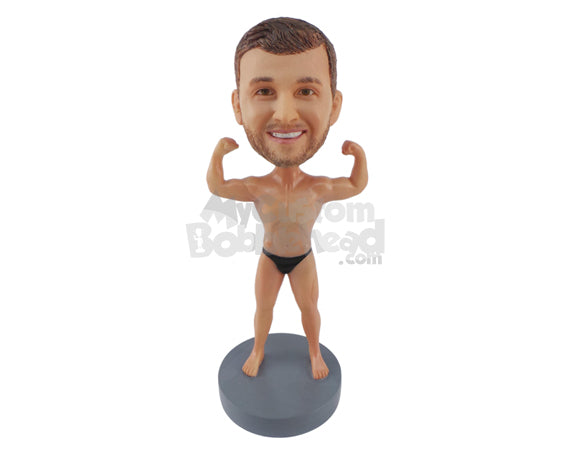 Custom Bobblehead Body Builder Showing Off His Well Developed Muscles - Sports & Hobbies Weight Lifting & Body Building Personalized Bobblehead & Cake Topper