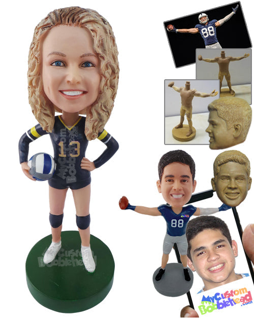 Volleyball Player with Ball and Uniform Personalized Bobblehead