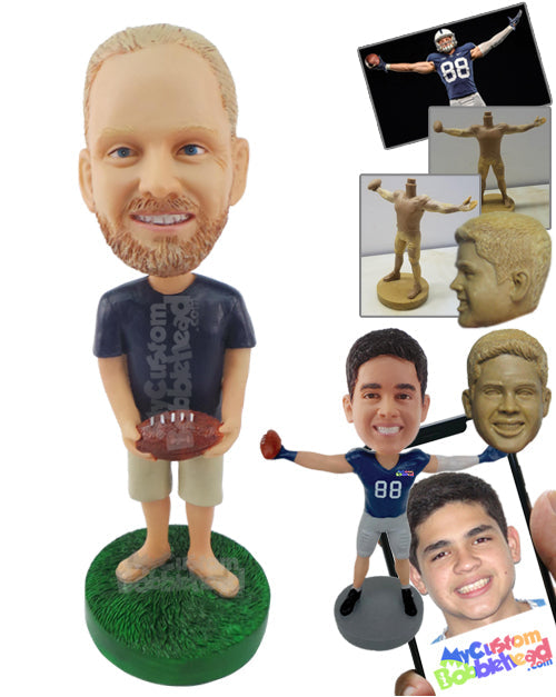 Football Player Holding a Football Personalized Bobblehead