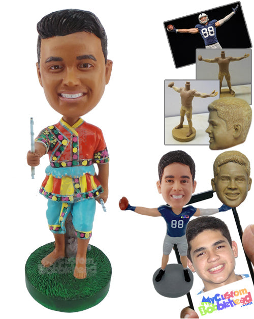 Musical Artist with His Flute Personalized Bobblehead