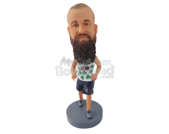 Custom Bobblehead Musician With His Shirt And Shorts - Sports & Hobbies Cheerleading Personalized Bobblehead & Cake Topper