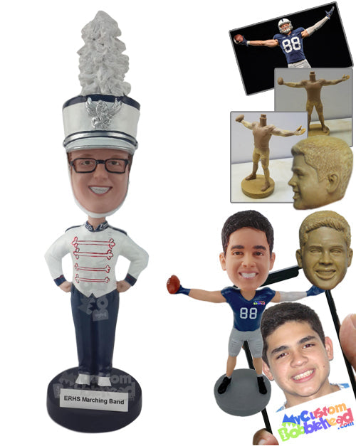 Marching Band Guy Standing Still and Straight Personalized Bobblehead