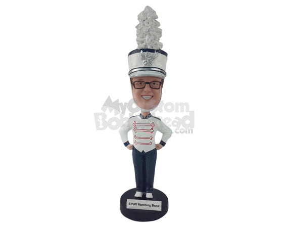 Custom Bobblehead Marching Band Guy Standing Still And Straight - Sports & Hobbies Cheerleading Personalized Bobblehead & Cake Topper