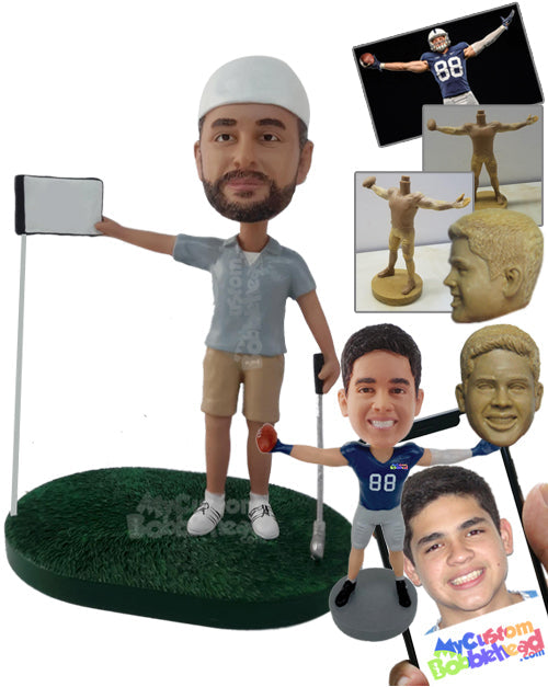 Golfer with His Golf Stick Next to Him Personalized Bobblehead