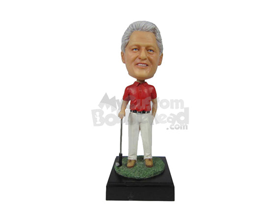 Custom Bobblehead Classic Golfer With A Golf Club Posing For Pictures - Sports & Hobbies Golfing Personalized Bobblehead & Cake Topper