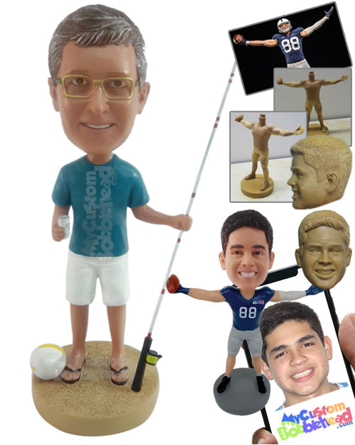 Fisherman with Fishing Rod Personalized Bobblehead