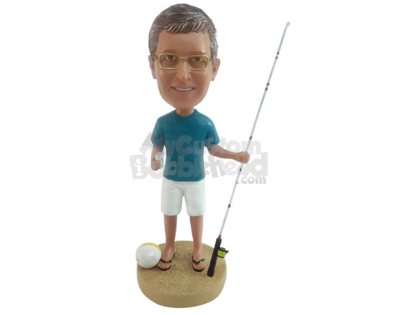 Fisherman with Fishing Rod Personalized Bobblehead