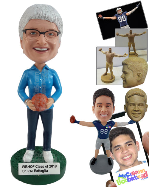 Basketball Team Doctor Holding Basketball in One Hand Personalized Bobblehead