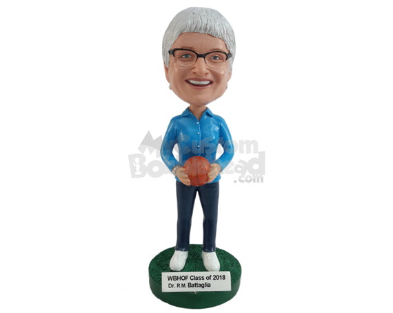 Custom Bobblehead Doctor For Basketball Team Holding Basketball In One Hand - Sports & Hobbies Basketball Personalized Bobblehead & Cake Topper