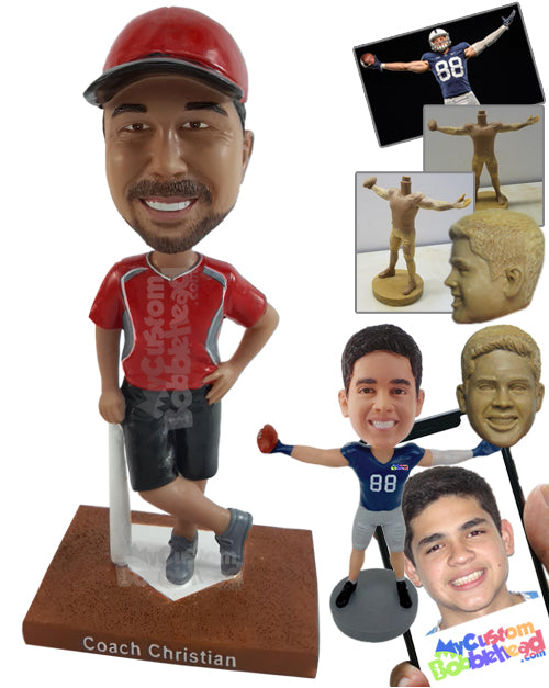 Baseball Player Leaning on Bat Personalized Bobblehead