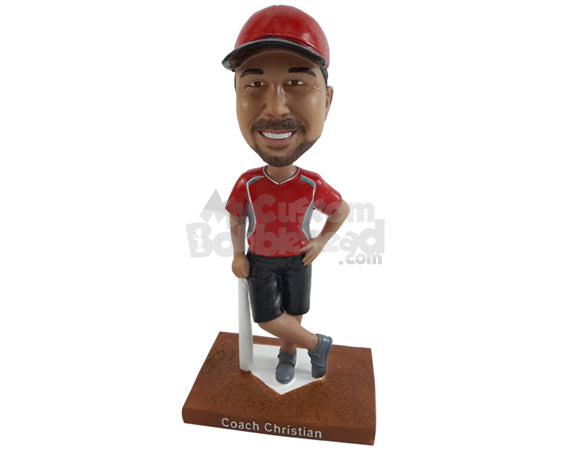 Baseball Player Leaning on Bat Personalized Bobblehead