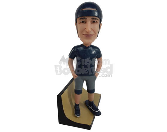 Skateboarder Wearing His Safety Kit Personalized Bobblehead