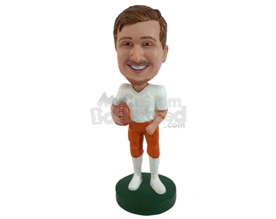 Professional Football Player Holding a Football Personalized Bobblehead