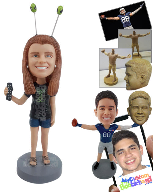 Female Holding a Remote Personalized Bobblehead