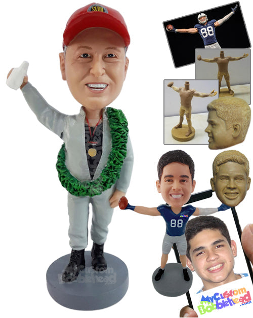 Gardener with Garden Basket Around Him Personalized Bobblehead