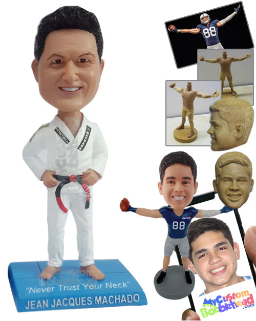 Karate Master Wearing His Uniform, Ready to Teach People Personalized Bobblehead