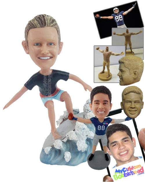 Guy Surfing on Waves Personalized Bobblehead