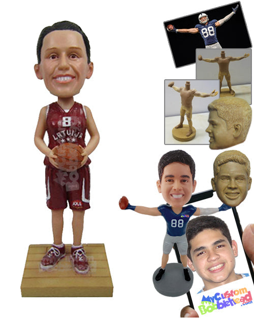 Female Basketball Player with Ball in Hand Ready to Score Personalized Bobblehead