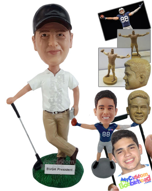 Pro Golfer with His Golf Stick Personalized Bobblehead