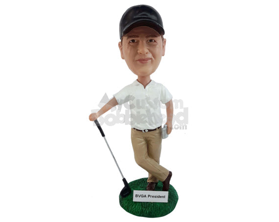 Pro Golfer with His Golf Stick Personalized Bobblehead