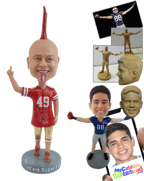 Patriotic Fan Holding a Middle Finger Personalized Bobblehead