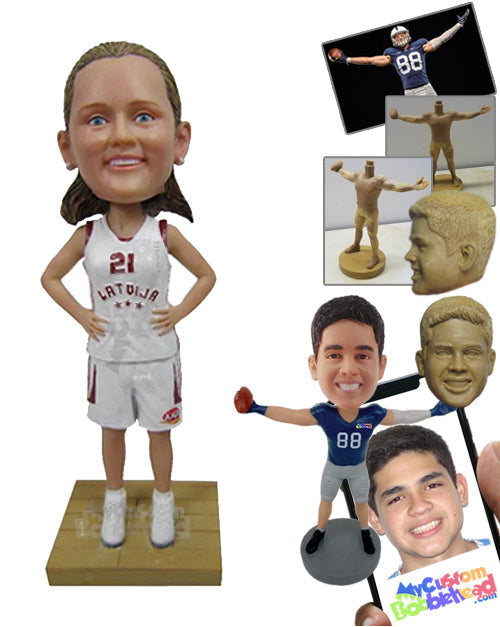 Female Basketball Player with Hands on Waist Personalized Bobblehead