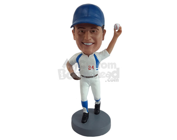 Baseball Aficionado Ready to Throw a Curved Ball Personalized Bobblehead