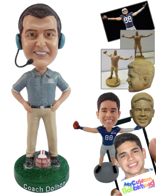 Football Coach Anxious for His Team to Win Personalized Bobblehead