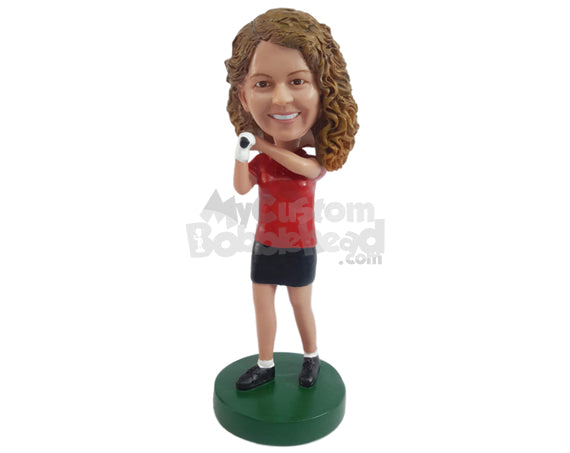 Custom Bobblehead Beautiful golfer ready to hit the hole in one - Sports & Hobbies Golfing Personalized Bobblehead & Action Figure